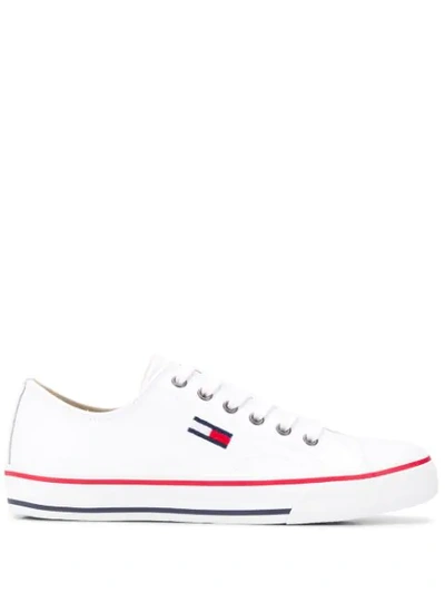 Tommy Jeans Flag Logo Lace-up Sneakers In White