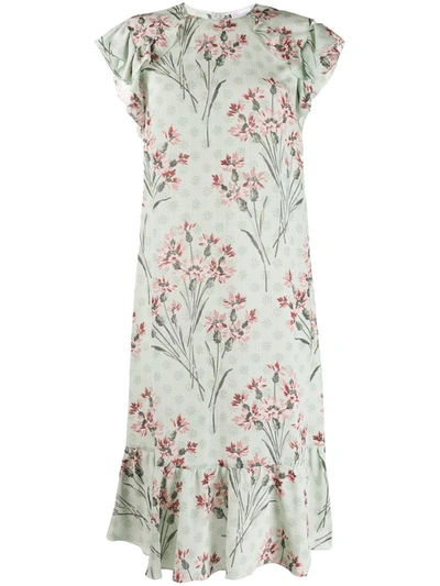 Red Valentino Floral-print Shift Dress In Green