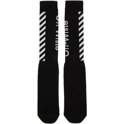 Off-white Diag Mid Socks In Black White