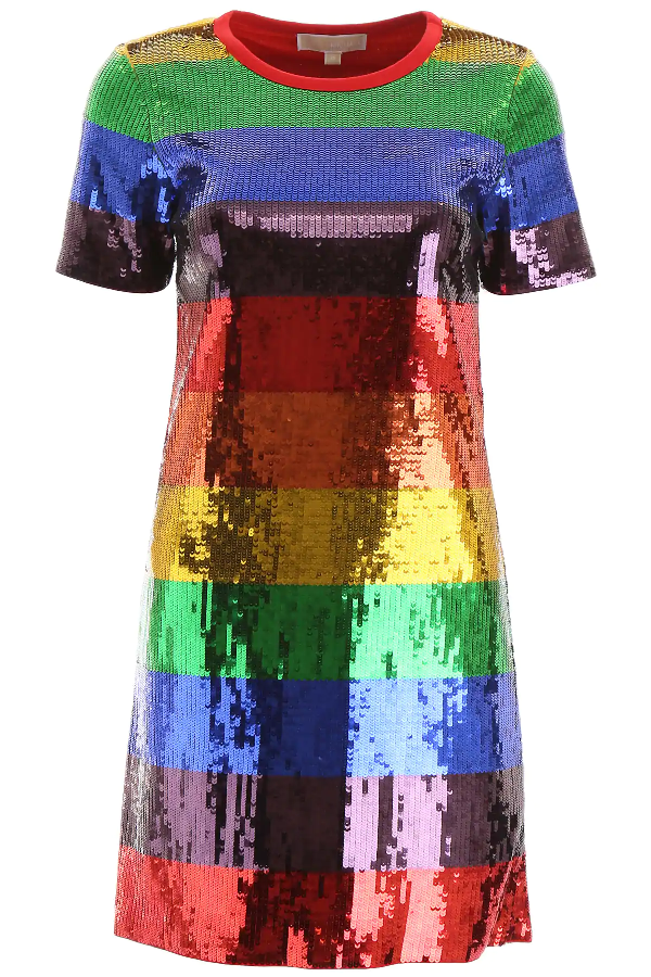 rainbow sequin shirt dress