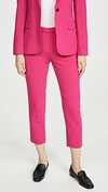 Theory Crepe Cropped Tailered Trousers In Magenta