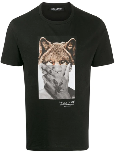 Neil Barrett Men's Wolf Man Graphic Jersey T-shirt In Black