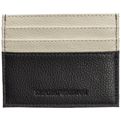 Emporio Armani Men's Genuine Leather Credit Card Case Holder Wallet In Blue