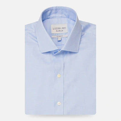 Ledbury Men's Blue Danvers Houndstooth Dress Shirt Cotton