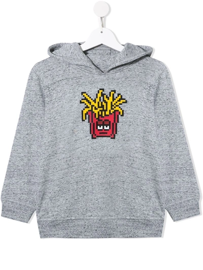 Mostly Heard Rarely Seen 8-bit Kids' Fries Print Cotton Hoodie In Grey