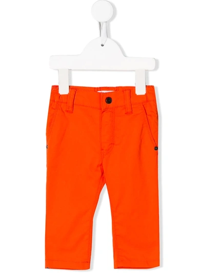 Hugo Boss Babies' Straight-leg Trousers In Orange