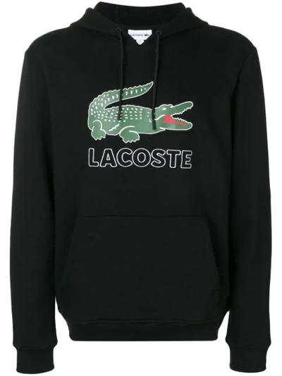 Lacoste Kapuzenpullover Mit Logo-print In Black