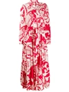 La Doublej Bellini Floral-print Cotton-voile Maxi Dress In Marea