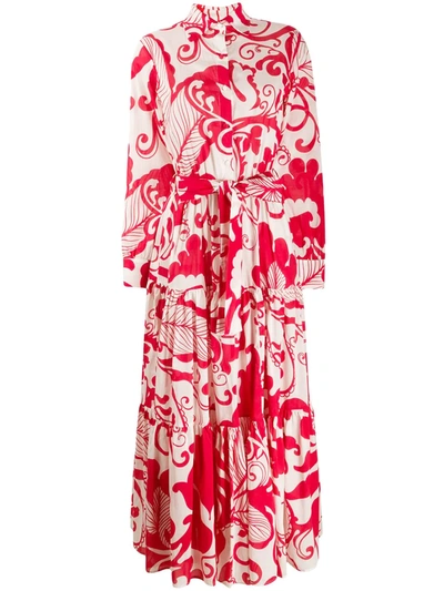 La Doublej Bellini Floral-print Cotton-voile Maxi Dress In Marea