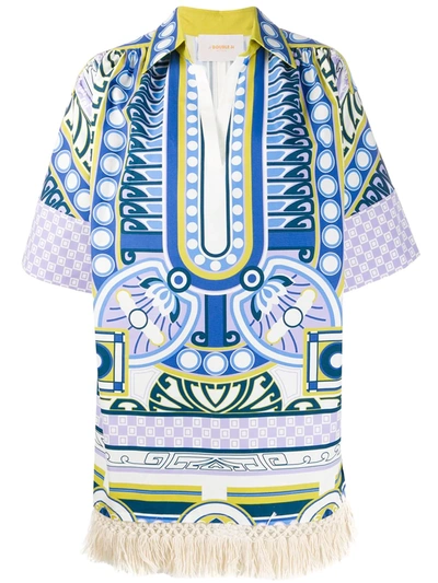 La Doublej Honolulu Ittica-print Cotton-poplin Kaftan Dress In Multicolor