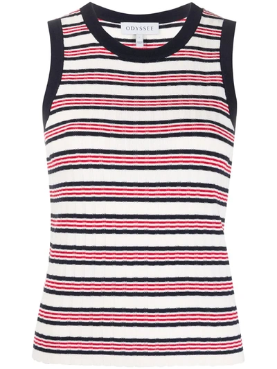 Odyssee Liberte Striped Knitted Tank Top In White