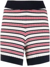 Odyssee Liberte Striped Knitted Shorts In White
