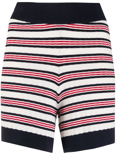 Odyssee Liberte Striped Knitted Shorts In White