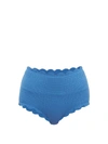 Marysia Santa Monica Scalloped High-rise Bikini Briefs In Blue