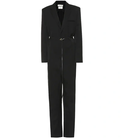 Bottega Veneta Notch-lapel Wool Tuxedo Jumpsuit In Black