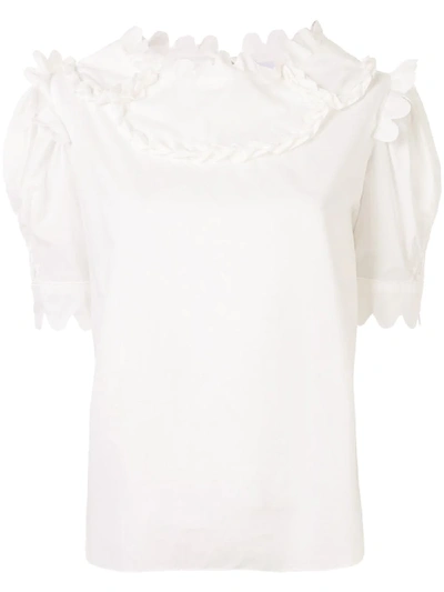 Horror Vacui Mary Scalloped Cotton Blouse In White