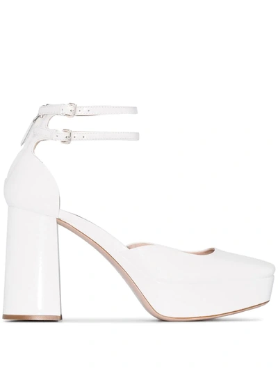 Miu Miu White 105 Platform Patent Leather Pumps
