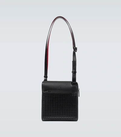 Christian Louboutin Benech Reporter Medium Embellished Leather Messenger Bag In Black