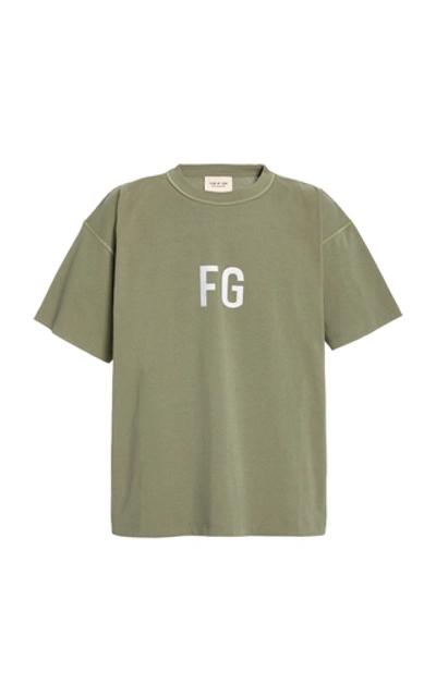 Fear Of God Oversized Logo-print Cotton-jersey T-shirt In Green
