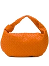 Bottega Veneta Jodie Small Knotted Intrecciato Leather Tote In Orange