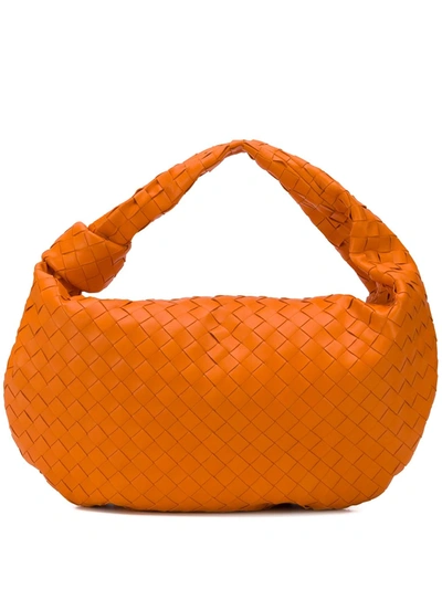 Bottega Veneta Jodie Small Knotted Intrecciato Leather Tote In Orange