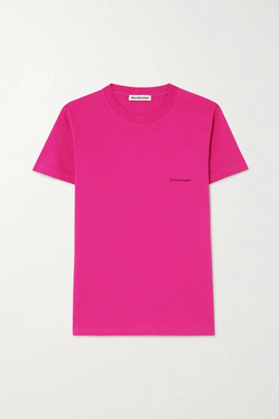 Balenciaga Printed Cotton-jersey T-shirt In Pink