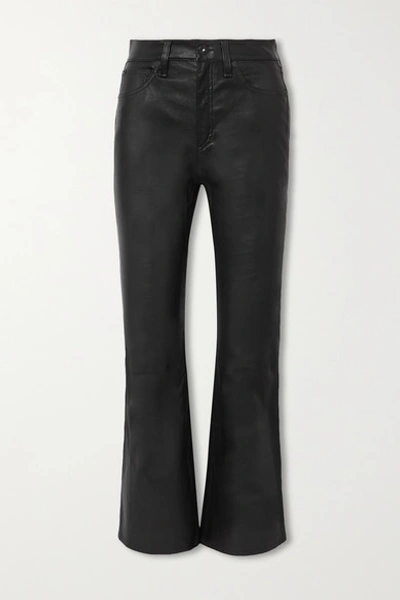 Rag & Bone Hana Cropped Straight-leg Leather Pants In Black