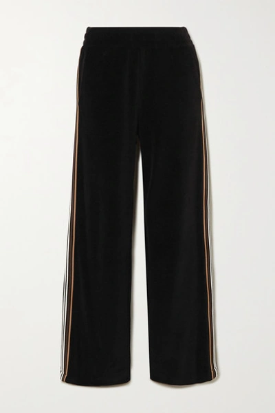 Burberry Striped Cotton-velour Track Pants In Black
