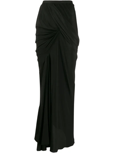 Rick Owens Seb Draped Crepe Maxi Skirt In Black