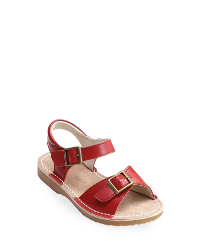 L'amour Shoes Girl's Olivia Leather Buckle Open-toe Sandal, Toddler/kids In Red