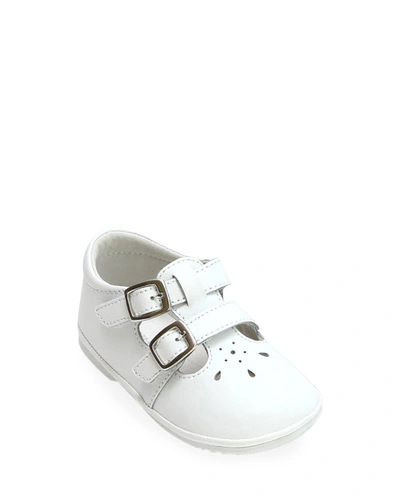 L'amour Shoes Girl's Hattie Double-buckle Leather Mary Jane, Baby/toddler In White