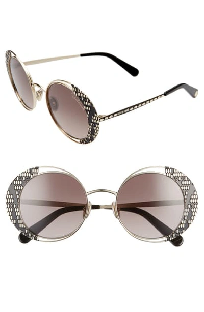 Roberto Cavalli Round Metal Sunglasses In Gold/ Gradient Smoke