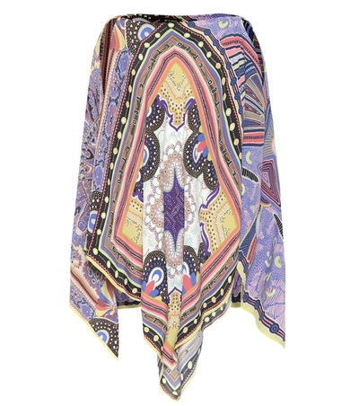 Etro Geometric Paisley Cold-shoulder Coverup Poncho In Beige
