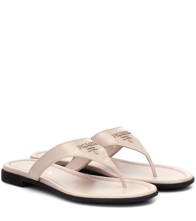 Prada Patent Leather Thong Sandals In Cipria