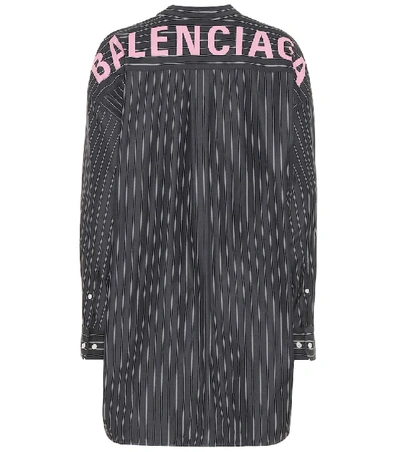 Balenciaga Oversized Striped Cotton Shirt In Black
