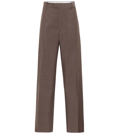 Bottega Veneta High-rise Wool Wide-leg Pants In Brown