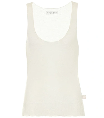 Bottega Veneta Ribbed Cotton-blend Jersey Tank Top In Chalk