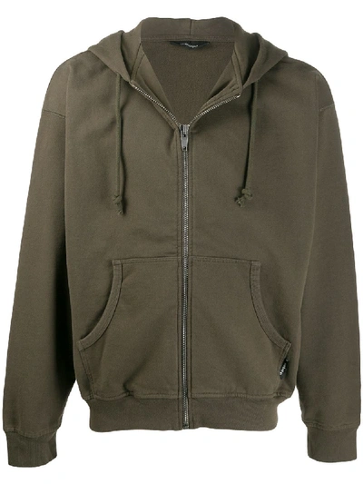 Gr-uniforma Melton Zip-through Hooded Sweatshirt In 绿色