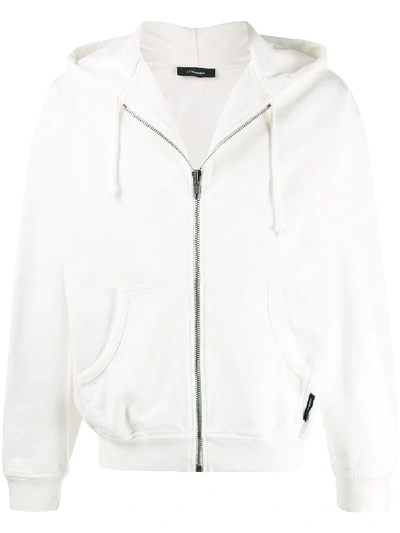 Gr-uniforma Melton Zip-through Hooded Sweatshirt In White
