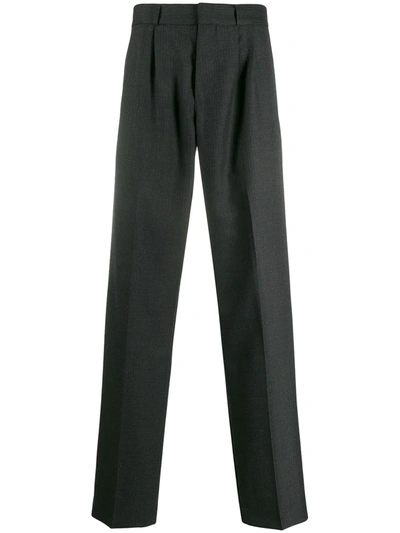 Gr-uniforma Straight-leg Pleated Pinstriped Trousers In Grey