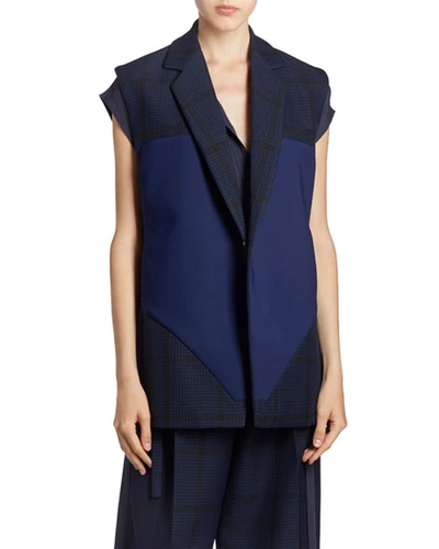 Nina Ricci Blur-striped Vest Jacket In Black/blue
