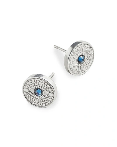 Alex And Ani Evil Eye Post Earrings, Blue/silver