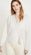 Vince Wrap-front Wool-blend Cardigan In Heather White