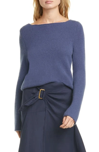 Vince Boat-neck Long-sleeve Cashmere Sweater In Orion