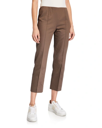 Agnona Cotton Slim Capri Pants In Dark Red