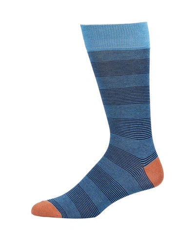 Neiman Marcus Alternating Needlecord Stripe Socks In Blue