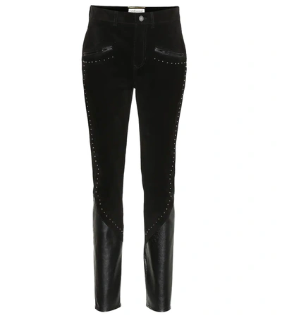 Saint Laurent Studded-leather Skinny Jeans In Black