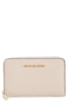 Michael Michael Kors Jet Set Small Zip-around Leather Card Case Wallet In Soft Pink