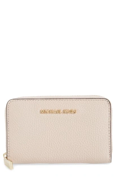 Michael Michael Kors Jet Set Small Zip-around Leather Card Case Wallet In Soft Pink