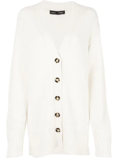 Proenza Schouler Cashmere Traveling Rib Cardigan In Ivory In White
